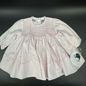 NWT Sarah Louise England Baby Hand Smocked/Embroidered Dress Pink Sz 3M EE38